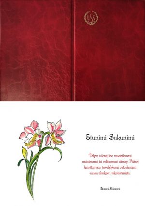 Punainen muovipinta - Omat muistosanat, ritarinkukka